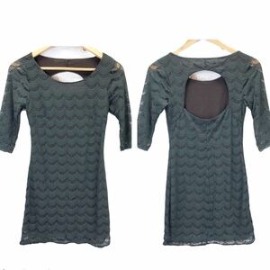 Free People Scalloped Lace Green Mini Dress Sz XS